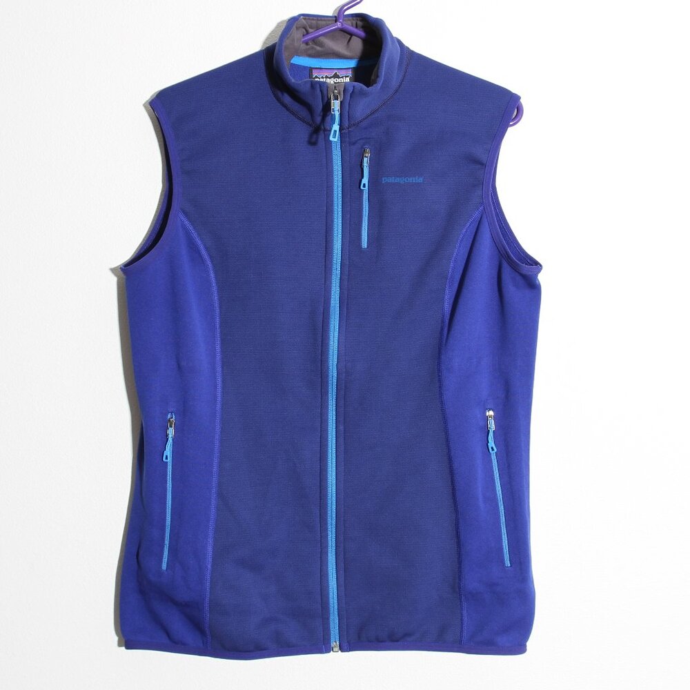 Patagonia W's Piton Hybrid Vest Full Zip Blue Purple Polartec Wind Pro Sz Large